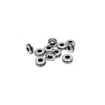 Lot de 100 perles intercalaires a gorge en metal placage argent-7mm
